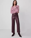 Ann Taylor The Straight Ankle Faux Leather Pant In Mauve Rose