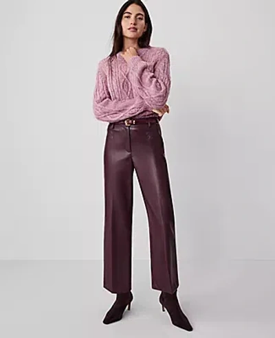 Ann Taylor The Straight Ankle Faux Leather Pant In Mauve Rose