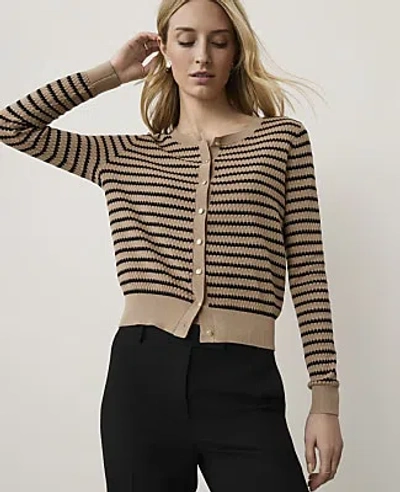 Ann Taylor The Striped Ann Cardigan In Camel Multi