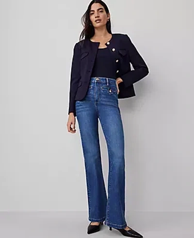Ann Taylor The Tab Pocket Flare Jean In Modern Indigo Wash