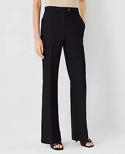 Ann Taylor The Tab Waist Cuffed Trouser Pant In Linen Twill In Black