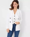 Ann Taylor The Tailored Double Breasted Blazer In Linen Blend In White