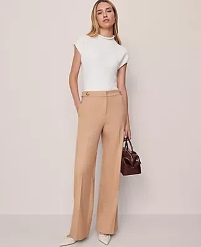 Ann Taylor The Tailored Wide Leg Trouser In Brown