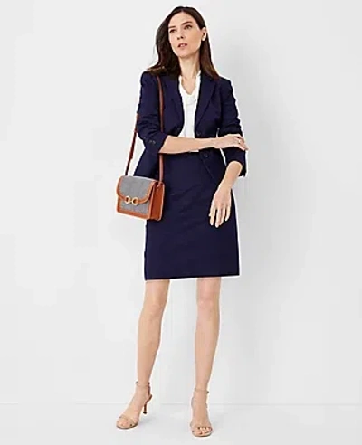 Ann Taylor The Tall Belted A-line Skirt In Stretch Cotton In Night Sky