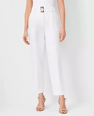 Ann Taylor The Tall Belted Pleated Taper Pant In White