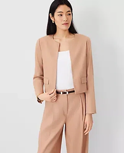Ann Taylor The Tall Cropped Crew Neck Jacket In Camel Taupe