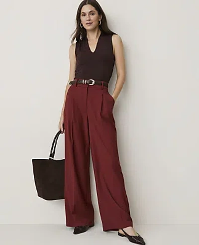 Ann Taylor The Tall Pleated Wide-leg Pant In Rich Merlot