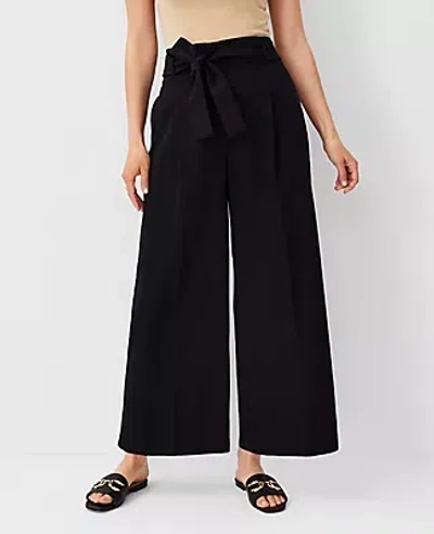 Ann Taylor The Tall Tie Waist Wide Ankle Pant In Black