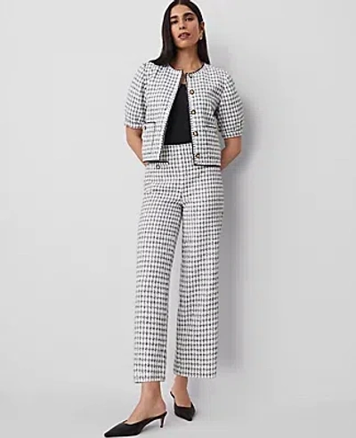 Ann Taylor The Wide-leg Ankle Pant In White/black Multi