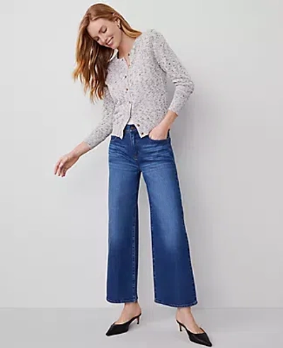Ann Taylor The Wide-leg Crop Jean In Bright Medium Stone Wash