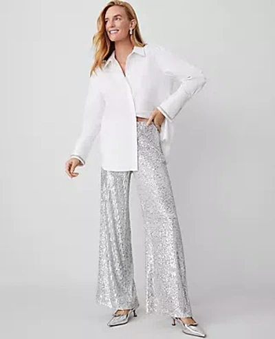 Ann Taylor The Wide-leg Pant In Silver Spark