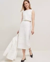Ann Taylor The Windowpane Midi Skirt In White/black Multi