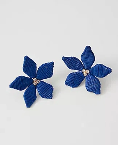 Ann Taylor Threaded Flower Stud Earrings In Blue