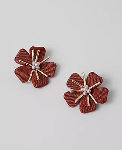 Ann Taylor Threaded Flower Stud Earrings In Brown