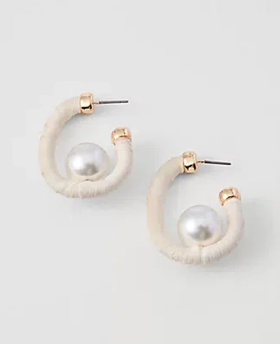Ann Taylor Threaded Pearl Hoop Earrings In Multi