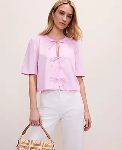 Ann Taylor Tie Front Short Sleeve Blouse