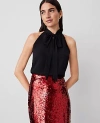 Ann Taylor Tie Neck Halter Top In Black