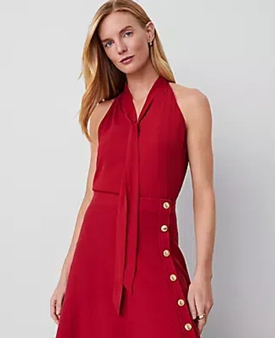 Ann Taylor Tie Neck Halter Top In Gingham Red