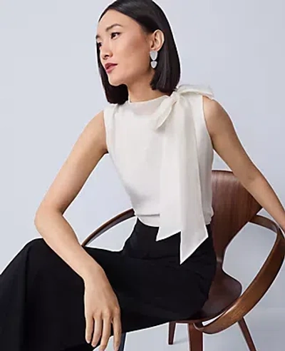 Ann Taylor Tie Neck Halter Top In White