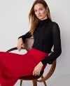 Ann Taylor Tie Neck Puff Sleeve Sweater In Black