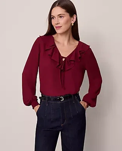 Ann Taylor Tie Neck Ruffle Blouse