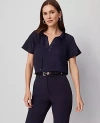 Ann Taylor Tie Neck Ruffle Popover Top