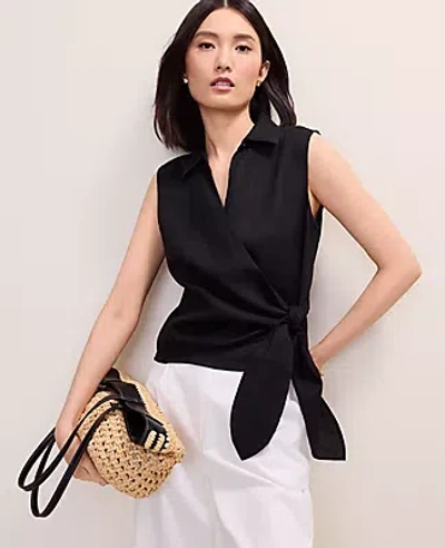 Ann Taylor Tie Waist Blouse In Black