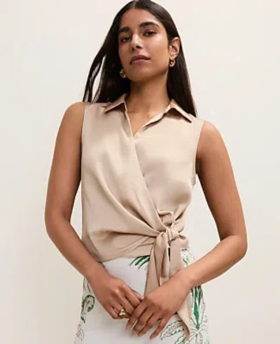 Ann Taylor Tie Waist Blouse In Neutral