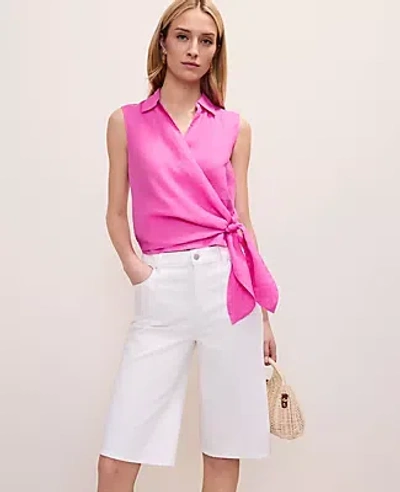 Ann Taylor Tie Waist Blouse In Pink