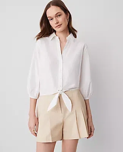 Ann Taylor Tie Waist Blouse In White