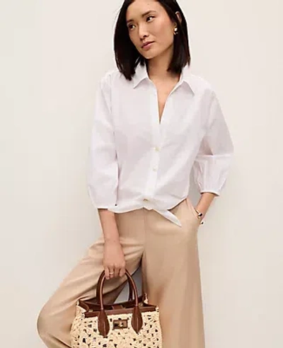 Ann Taylor Tie Waist Blouse In White
