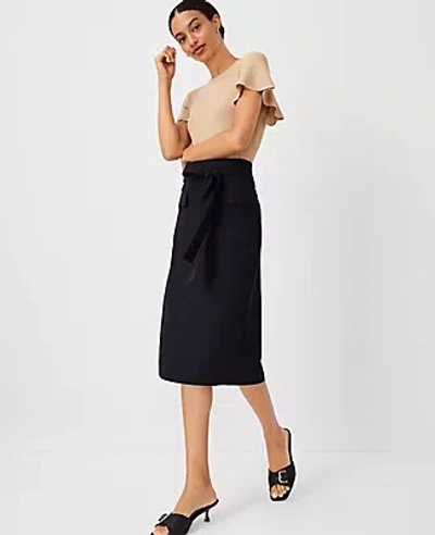 Ann Taylor Tie Waist Cargo Pencil Skirt In Black