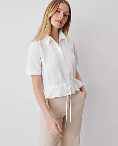 Ann Taylor Tie-waist Peplum Shirt In White
