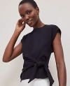 Ann Taylor Tie Waist Tee In Black