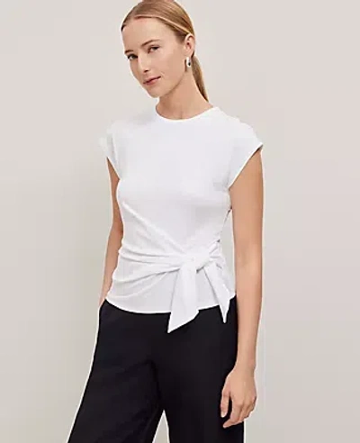 Ann Taylor Tie Waist Tee In White