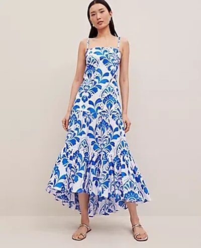Ann Taylor Tiled Tiered Strappy Maxi Dress In Power Blue
