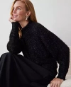 Ann Taylor Petite Tinsel Wedge Sweater In Black