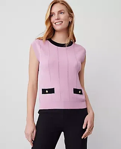 Ann Taylor Tipped Relaxed Sweater Shell Top In Clean Lilac