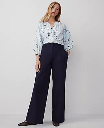 Ann Taylor Topstitched Wide-leg Pant In Night Sky