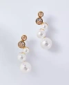 Ann Taylor Triple Pearl Threaded Drop Earrings In White