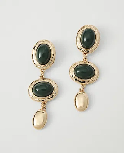 Ann Taylor Triple Stone Drop Earrings In Bronze Green