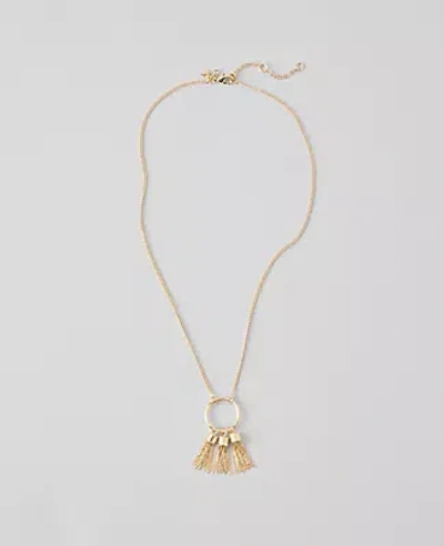 Ann Taylor Triple Tassel Necklace In Goldtone