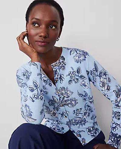 Ann Taylor Tropical Ann Cardigan In Freesia Blue