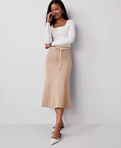 Ann Taylor Trumpet Midi Skirt In Cappuccino Tan