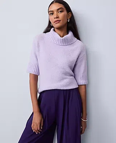 Ann Taylor Turtleneck Elbow Sleeve Sweater Tee In Purple