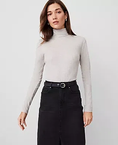 Ann Taylor Turtleneck Top In Light Taupe Heather
