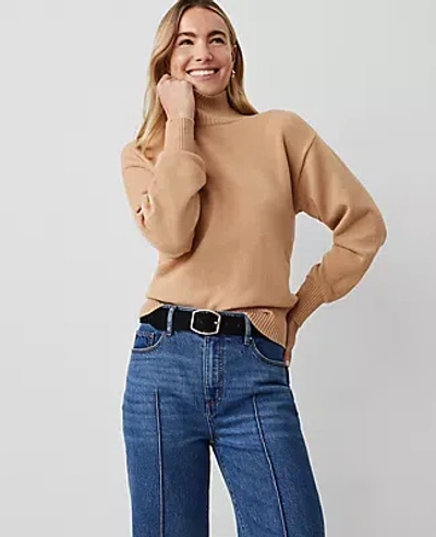 Ann Taylor Turtleneck Wedge Sweater In Cafe Au Lait
