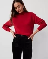 Ann Taylor Turtleneck Wedge Sweater In Gingham Red