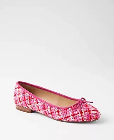 Ann Taylor Tweed Ballet Flats In Hot Pink Poppy