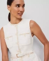 Ann Taylor Tweed Belted Vest In Ivory Texture